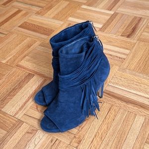 Blue Suede Fringe Vince Camuto Heels